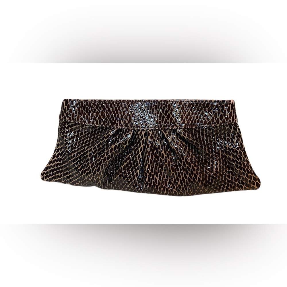Lauren Merkin Textured Brown and Gold Clutch